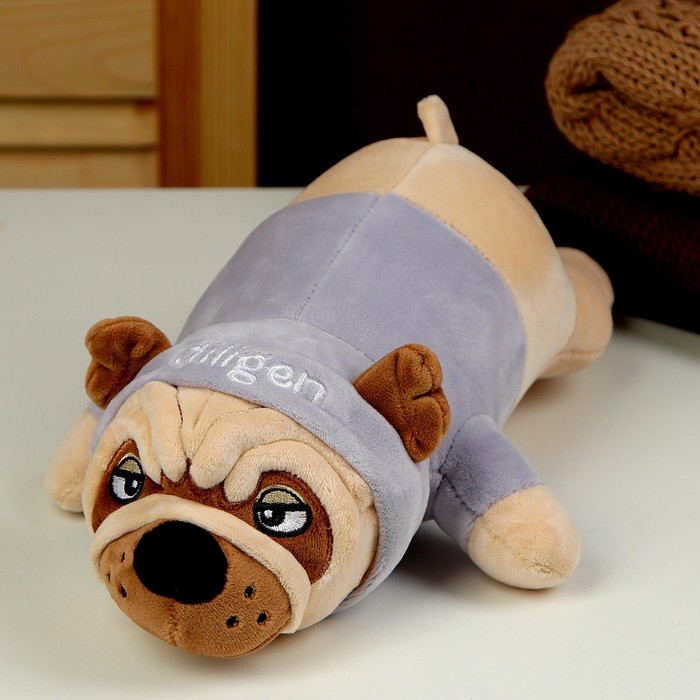 Мягкая игрушка &laquo;Мопс&raquo;, 30 см, цвет голубой