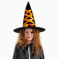 Шляпа-конус &laquo;Ведьмочка&raquo;, с завязками, лента цвета МИКС