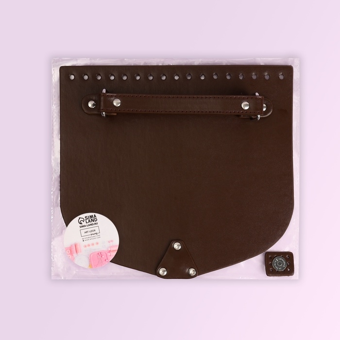 Крышка-клапан для сумки, с ручкой, на магнитной кнопке, 23 &times; 21 см, цвет коричневый/серебряный
