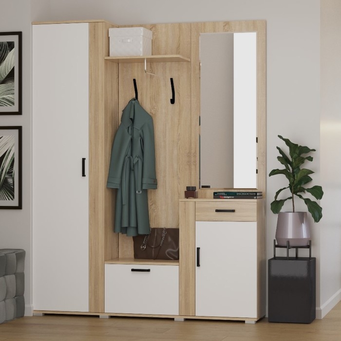 Прихожая №18, 1500x375x2200, Дуб сонома/Белый