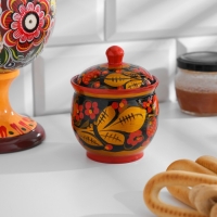 Солонка &laquo;Хохлома&raquo; с крышкой, 8,5 х 5,5 см