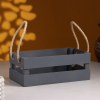 Кашпо деревянное 24.5×13.5×9 см "Двушка Лайт" реечное, ручка верёвка, серый Дарим Красиво Кашпо деревянное 24.5×13.5×9 см "Двушка Лайт" реечное, ручка верёвка, серый Дарим Красиво