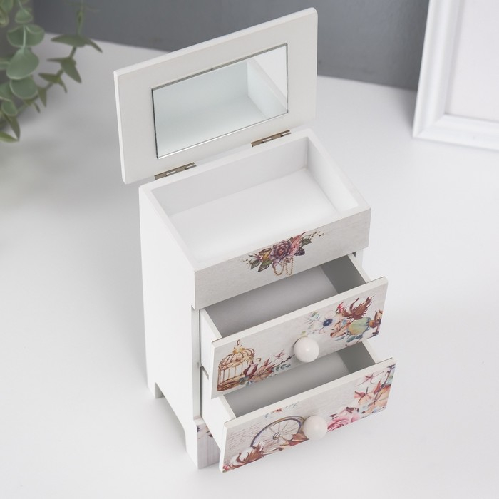 Шкатулка дерево 2 ящика Шкатулка дерево 2 ящика "Романтичный букет" 18,5х11,7х7,5 см