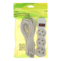 Удлинитель Luazon Lighting ECO, 3 розетки, 7 м, 10 А, 2200 Вт, ПВС 3х0.75 мм2, с з/к, с выкл