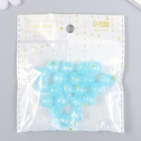 Бусины пластик "Шарики ярко-голубые с блёстками" светятся в темноте набор 20 гр d=1,2 см