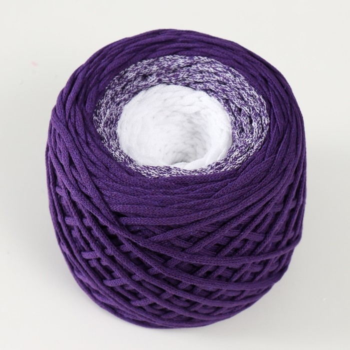 Хлопковый шнур 3 мм 220м/240&plusmn;5 гр Градиент "Лето" (баклажан/белый)