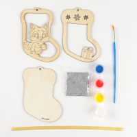 Ёлочная подвеска из дерева своими руками на новый год «Носок», новогодний набор для творчества Ёлочная подвеска из дерева своими руками на новый год «Носок», новогодний набор для творчества