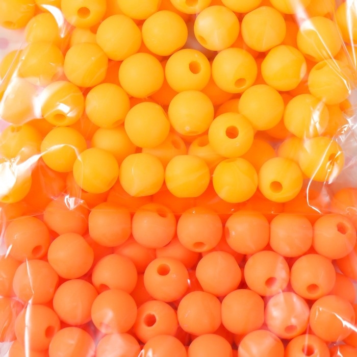 Бусины для творчества пластик "Оранж" матовые d=0,8 см набор 4 цвета х 20 гр