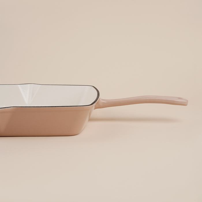 Сковорода гриль чугунная со сливом SL Home, d=26 см, h=4,5 см, эмалированное покрытие, индукция, цвет бежевый