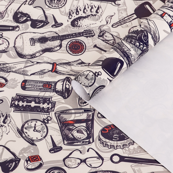 Бумага упаковочная, глянцевая Бумага упаковочная, глянцевая "Мужской стиль", 70 х 100 см,1 лист