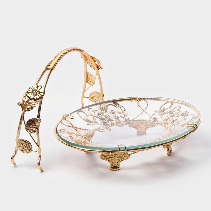 Фруктовница металлическая &laquo;Хайгарден&raquo;, 26&times;18&times;19 см, съёмная ручка, цвет металла золотой