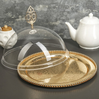 Тортовница с крышкой-клош, 31,5&times;23 см, цвет металла золотой