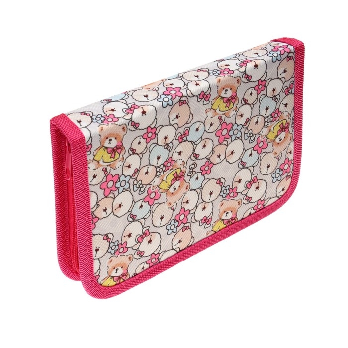Пенал школьный Пенал школьный "Мишки", 13 х 19,5 см, 1 секция, на молнии, ткань