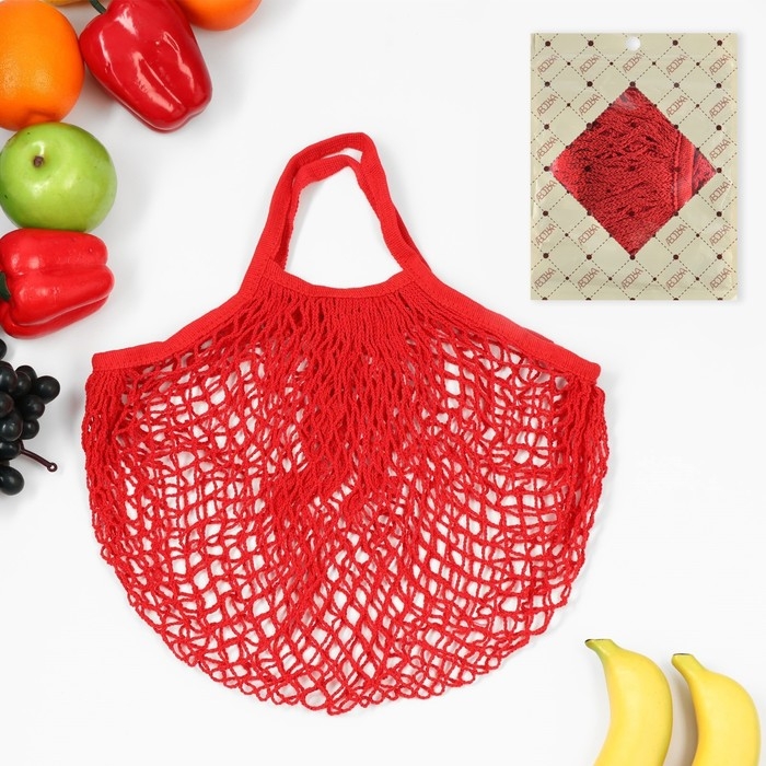 Авоська 37 х 20 см, ручка 12 см, клетка 1.5 см, красная Авоська 37 х 20 см, ручка 12 см, клетка 1.5 см, красная