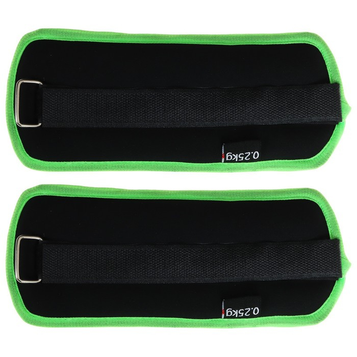 Утяжелители неопреновые ONLYTOP, 2 шт. х 0,25 кг, цвет чёрный/салатовый Утяжелители неопреновые ONLYTOP, 2 шт. х 0,25 кг, цвет чёрный/салатовый