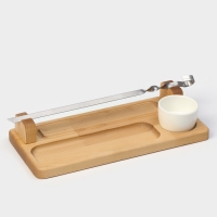 Доска для подачи, шампур металлический, соусник, 30&times;14 см, берёза, пропитано минеральным маслом