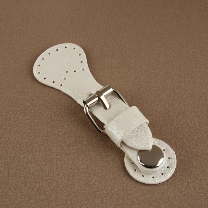 Застёжка для сумки на кнопке, 8 &times; 3 см, цвет белый