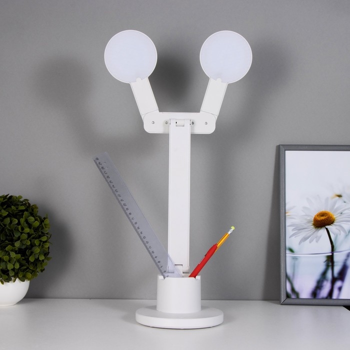 Настольная лампа сенсорная "Круги" с органайзером LED 20Вт  АКБ USB белый 44х36х15 см RISALUX  78003