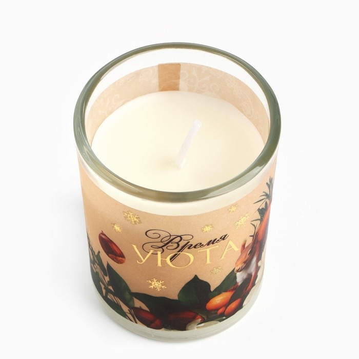 Новогодняя свеча с калькой «Новый год: Время уюта», аромат лесной орех,5х6х5 см Новогодняя свеча с калькой «Новый год: Время уюта», аромат лесной орех,5х6х5 см