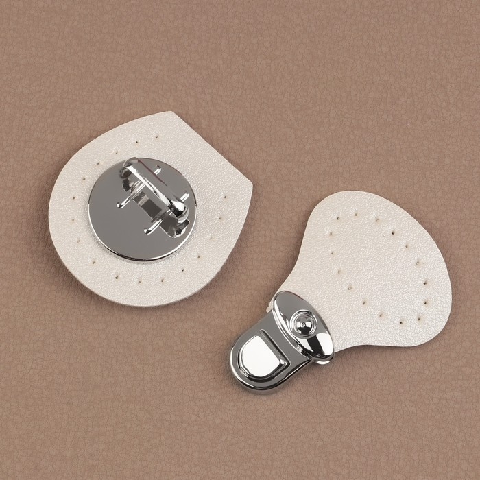 Застёжка для сумки, пришивная, 6 &times; 4 см, цвет белый/серебряный