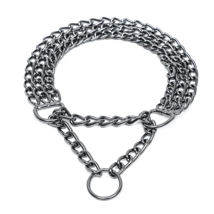 Ошейник - полуудавка металлический трехрядный, 50 см, толщина проволоки 2,5 мм, черный Ошейник - полуудавка металлический трехрядный, 50 см, толщина проволоки 2,5 мм, черный