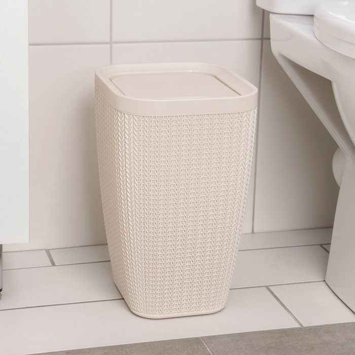 Контейнер для мусора &laquo;Вязаное плетение&raquo;, 10 л, цвет бежевый