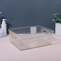 Органайзер для хранения «SHINE», с ручками, 1 секция, 25 × 19,5 × 9,5 см, цвет прозрачный/золотистый Органайзер для хранения «SHINE», с ручками, 1 секция, 25 × 19,5 × 9,5 см, цвет прозрачный/золотистый