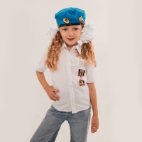 Карнавальный набор «Защитница отчизны» голубой берет, размер 54-56, банты 2 шт Карнавальный набор «Защитница отчизны» голубой берет, размер 54-56, банты 2 шт