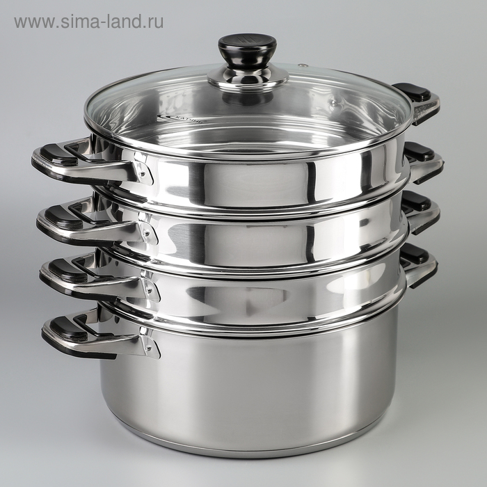 Мантоварка «Алтын», 16,2 л, d=26 см, 3 секции, капсульное дно, стеклянная крышка, индукция Мантоварка «Алтын», 16,2 л, d=26 см, 3 секции, капсульное дно, стеклянная крышка, индукция