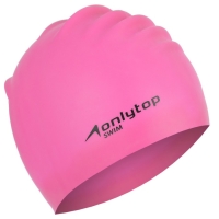Шапочка для плавания взрослая ONLYTOP, для длинных волос, силиконовая, обхват 54-60 см