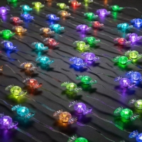 Умная гирлянда &laquo;Нить&raquo; 10 м с насадками &laquo;Конфетки&raquo;, IP20, прозрачная нить, 66 LED, свечение RGB, USB