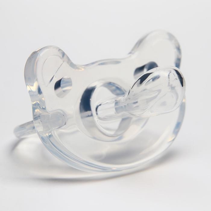 Соска - пустышка цельносиликоновая ортодонтическая &laquo;Мишка&raquo;, от 0 мес., цвет прозрачный