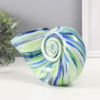 Сувенир стекло "Морская полосатая ракушка" зелёно-голубая 9х20х12 см