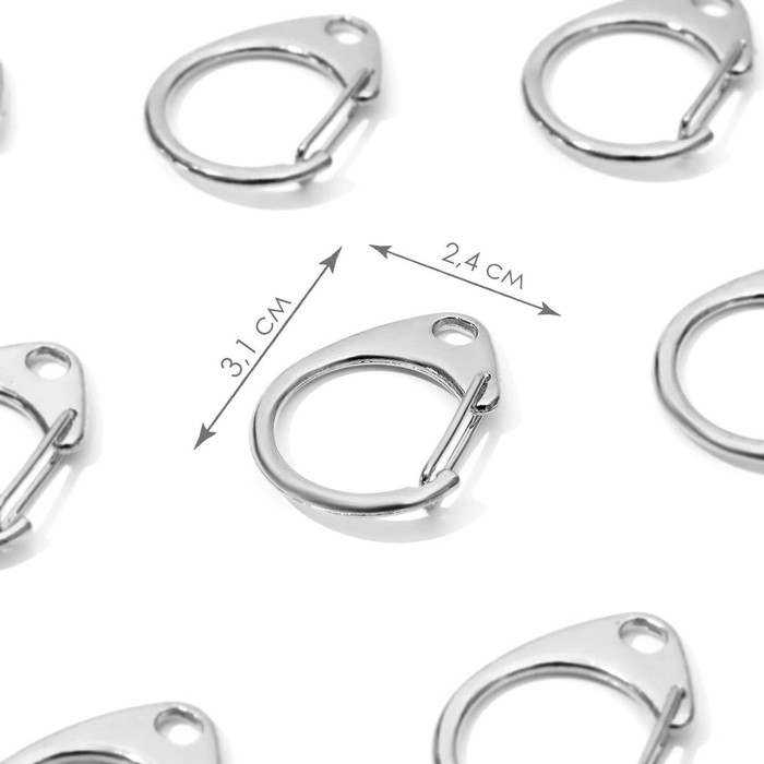 Карабин металлический &laquo;Круг&raquo;, d = 18 мм, 31 &times; 24 мм, 10 шт, цвет серебряный