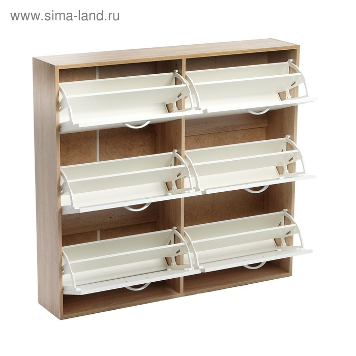 Обувница Приветливая-4, 1186х223х1096, Дуб сонома/Белый