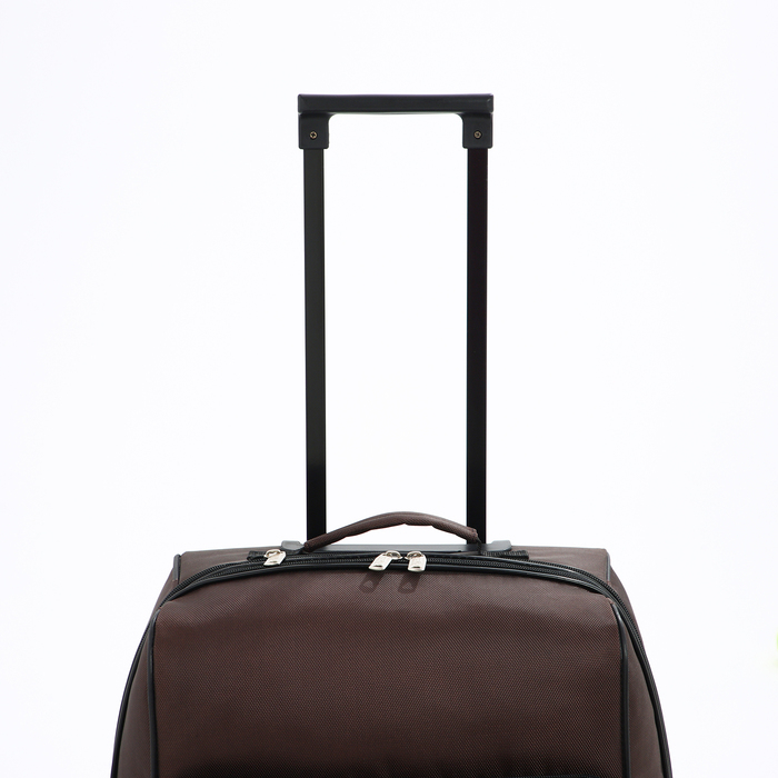 Чемодан малый 52 л (S), &laquo;Фабрика КАРТЕКС&raquo;, отдел на молнии, с расширением, наружный карман, 2 колеса, цвет коричневый