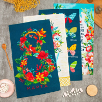 Набор кухонных полотенец Доляна &laquo;8 Марта&raquo;, 35х60см-4шт, 100% хл