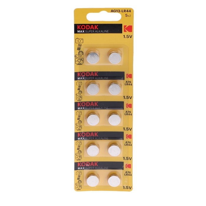 Батарейка алкалиновая Kodak, AG13 (G13, 357, LR1154, LR44)-10BL, 1.5В, блистер, 10 шт. Батарейка алкалиновая Kodak, AG13 (G13, 357, LR1154, LR44)-10BL, 1.5В, блистер, 10 шт.