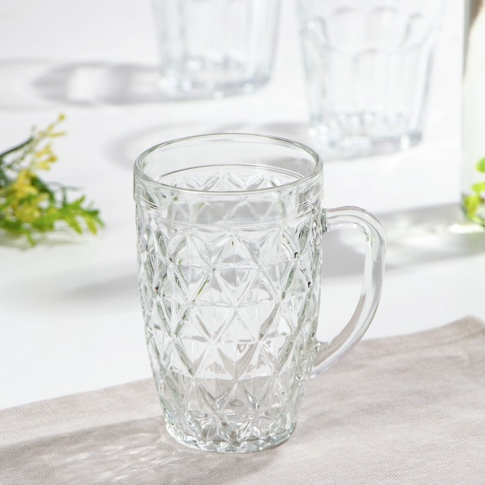 Кружка стеклянная, 400 мл, МИКС