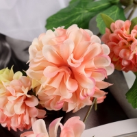 Цветы искусственные "Гортензия люкс кустовая" 64 см, персиковый Цветы искусственные "Гортензия люкс кустовая" 64 см, персиковый