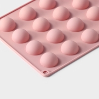 Форма для выпечки Доляна &laquo;Фигуры.Полусфера&raquo;, силикон, 28,3&times;16,5 см, 24 ячейки (d=2,8 см), цвет розовый