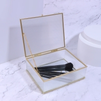 Органайзер для хранения «RIPPLES», с крышкой, стеклянный, с зеркальным дном, 1 секция, 20 × 16 × 6,5 см, цвет прозрачный/медный Органайзер для хранения «RIPPLES», с крышкой, стеклянный, с зеркальным дном, 1 секция, 20 × 16 × 6,5 см, цвет прозрачный/медный