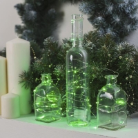 Гирлянда &laquo;Нить&raquo; 5 м роса, IP20, серебристая нить, 50 LED, батарейки CR2032х2 (в комплекте), свечение зелёное