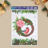 Наклейки новогодние на окна «Снегирь», многоразовые, 33 х 50 см, Новый год Наклейки новогодние на окна «Снегирь», многоразовые, 33 х 50 см, Новый год