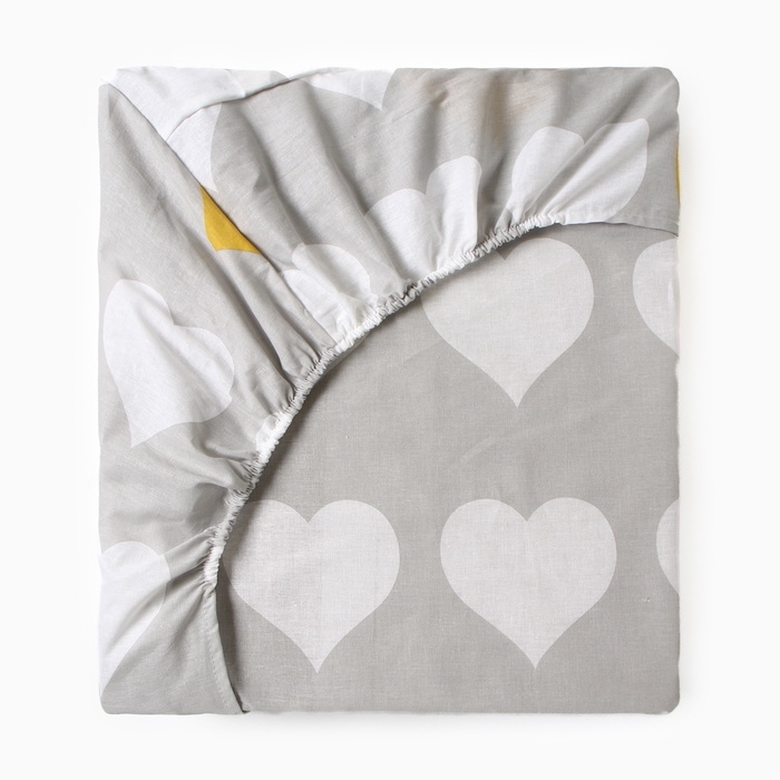 Простыня на резинке Этель Heart 180*200*25, 100% хлопок, бязь, 125г/м2 Простыня на резинке Этель Heart 180*200*25, 100% хлопок, бязь, 125г/м2