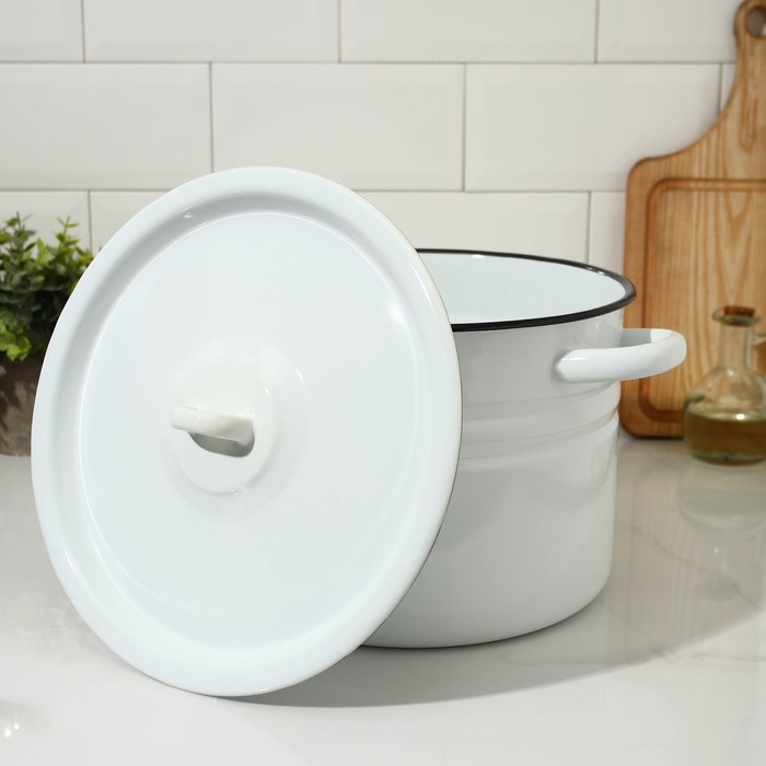 Кастрюля цилиндрическая, 8 л, индукция, цвет белый Кастрюля цилиндрическая, 8 л, индукция, цвет белый