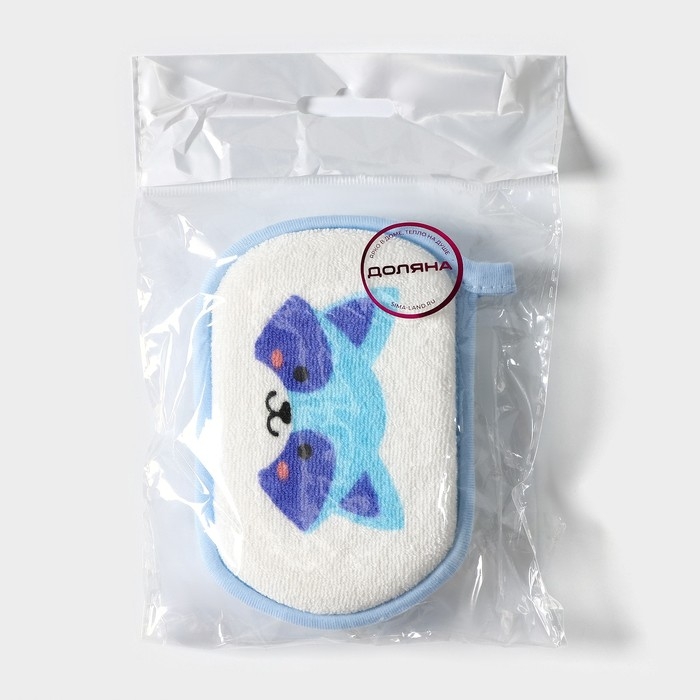 Мочалка детская для купания Доляна «Енот», детская, 12×8 см, голубая Мочалка детская для купания Доляна «Енот», детская, 12×8 см, голубая