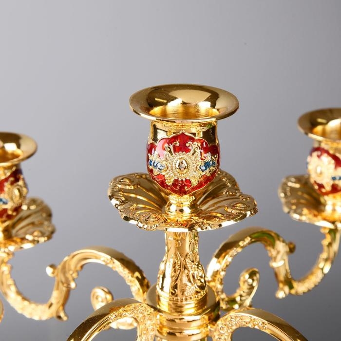 Подсвечник металл на 5 свечей "Розы на зеленом" цвет золото 32х30х30 см