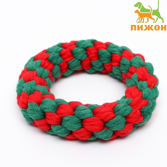 Игрушка канатная Игрушка канатная "Новогоднее кольцо", до 12 см, до 85 г, зелёная/красная