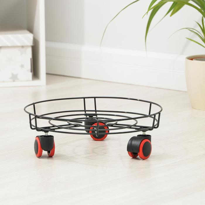Подставка для цветов на колёсиках Доляна, 34&times;34&times;10 см, цвет чёрный
